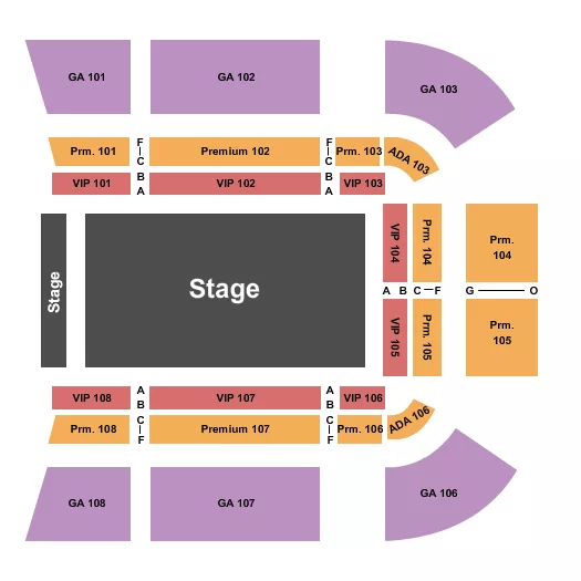 GARDEN BROS Seating Map Seating Chart