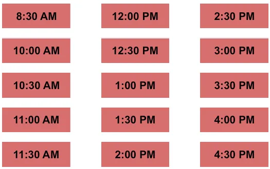 TIMED ENTRY Seating Map Seating Chart