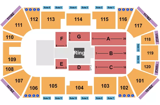WRESTLING AEW Seating Map Seating Chart