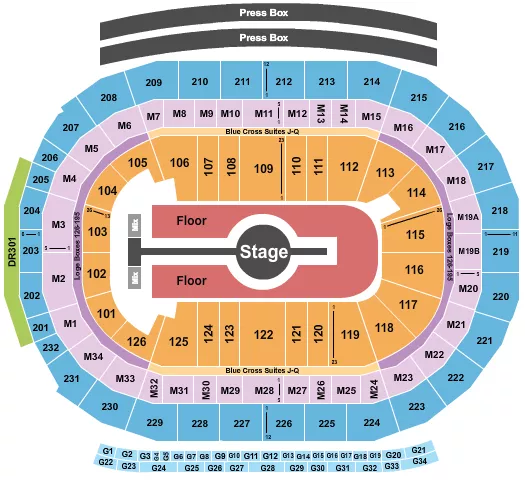 CENTER STAGE GA FLOOR Seating Map Seating Chart
