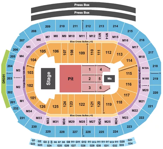 ENDSTAGE BIG PIT Seating Map Seating Chart