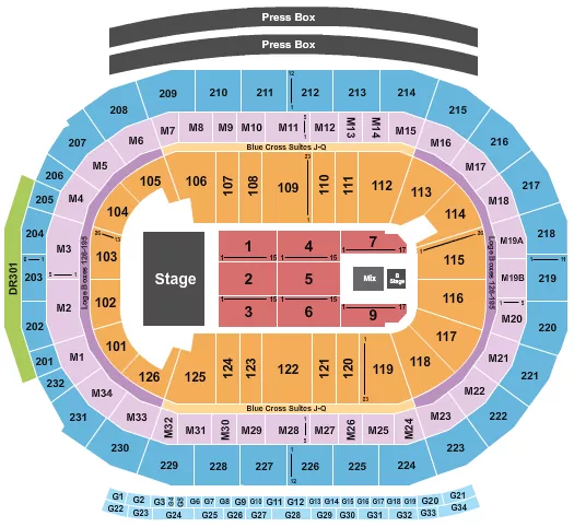 ENDSTAGE WITH B STAGE Seating Map Seating Chart