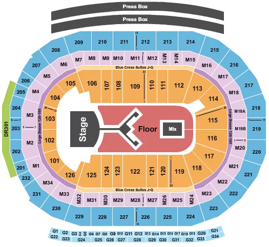 SHINEDOWN Seating Map Seating Chart