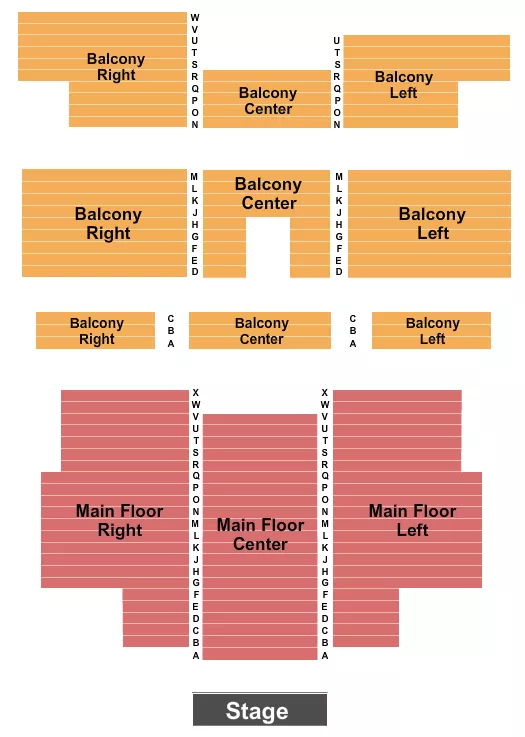 THE LONG CENTER FOR THE PERFORMING ARTS IN ENDSTAGE 2 Seating Map Seating Chart