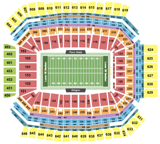 FOOTBALL COLLEGE Seating Map Seating Chart