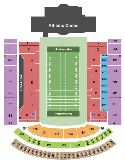 M M ROBERTS STADIUM FOOTBALL Seating Map Seating Chart