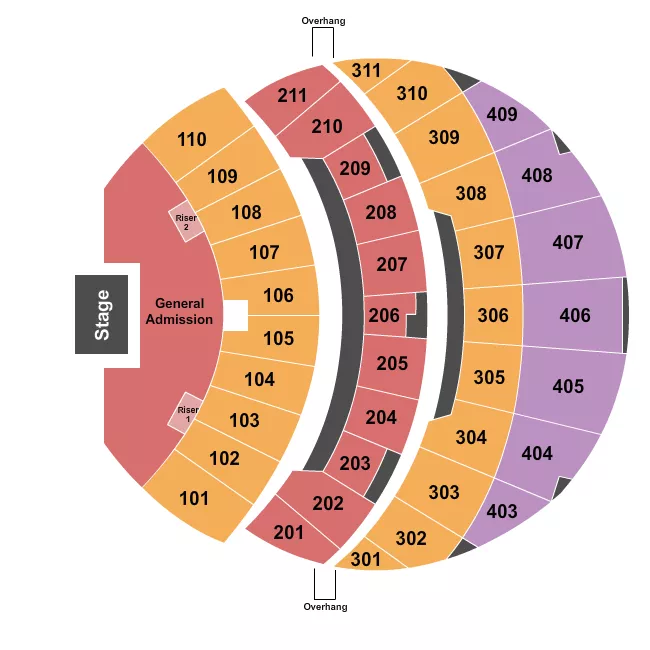 ENDSTAGE GA RISERS Seating Map Seating Chart