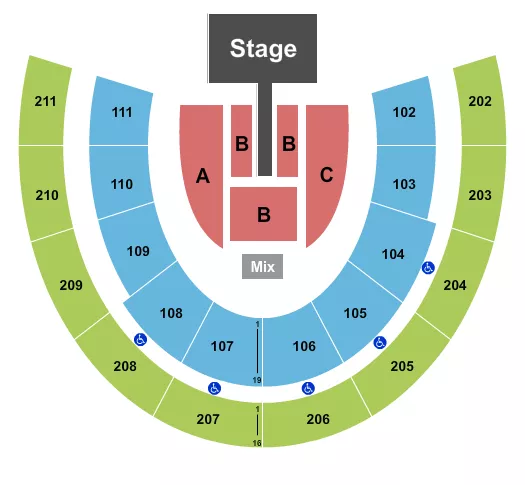 MABEE CENTER OK ENDSTAGE CATWALK Seating Map Seating Chart