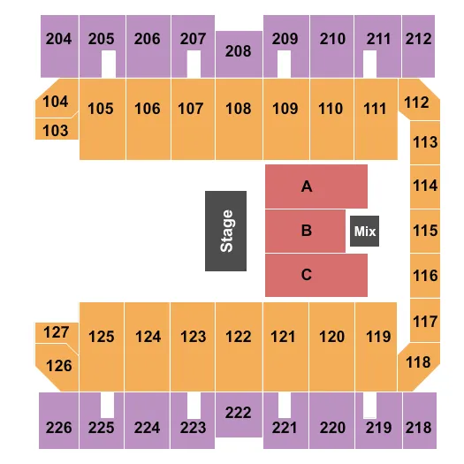 MACON CENTREPLEX COLISEUM HALF HOUSE 2 Seating Map Seating Chart