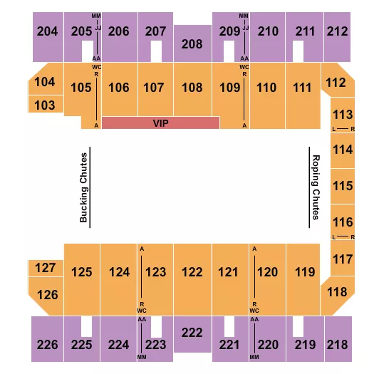 MACON CENTREPLEX COLISEUM RODEO Seating Map Seating Chart