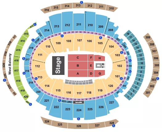 ENDSTAGE WITH B STAGE Seating Map Seating Chart