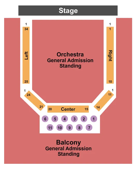 ENDSTAGE CAB HIGH TOPS Seating Map Seating Chart