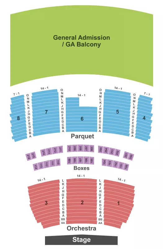 ENDSTAGE GA BALCONY Seating Map Seating Chart