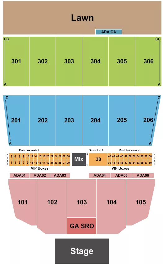 ENDSTAGE MIDDLE SRO Seating Map Seating Chart
