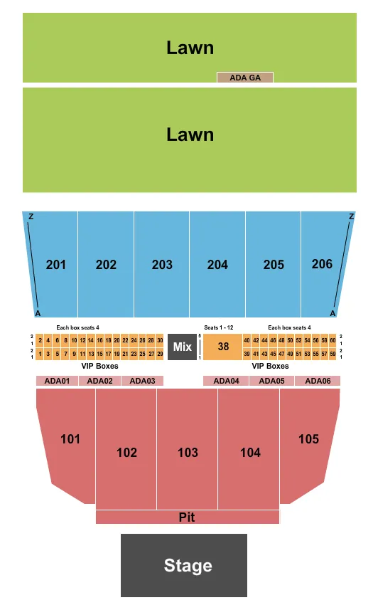 ENDSTAGE SMALL PIT Seating Map Seating Chart