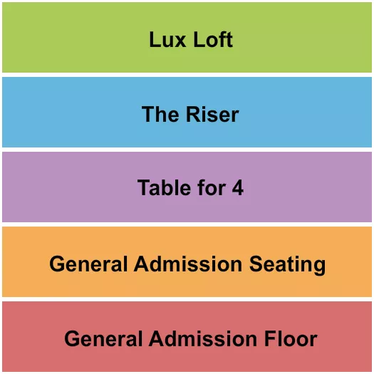 GA FLOOR SEAT TABLE RISER LUX Seating Map Seating Chart