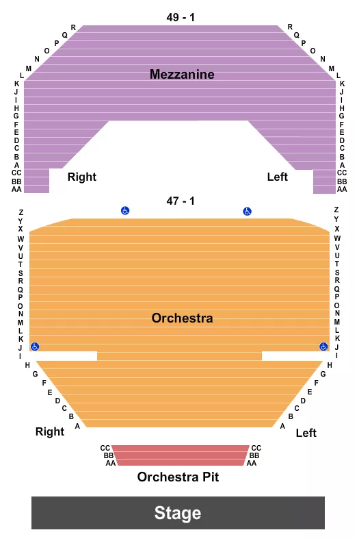 MARY W SOMMERVOLD HALL AT WASHINGTON PAVILION ENDSTAGE NO BALCONY Seating Map Seating Chart