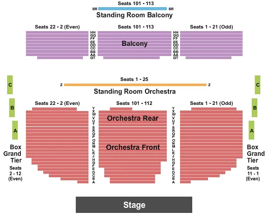 MATTHEWS THEATRE MCCARTER THEATRE CENTER END STAGE Seating Map Seating Chart