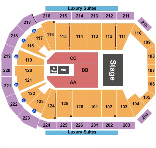 ENDSTAGE WITH B STAGE Seating Map Seating Chart