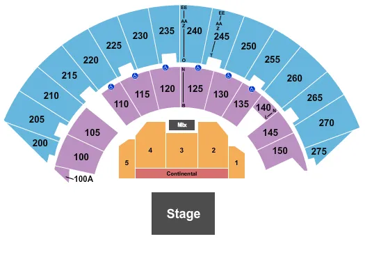 ENDSTAGE CONTINENTAL Seating Map Seating Chart