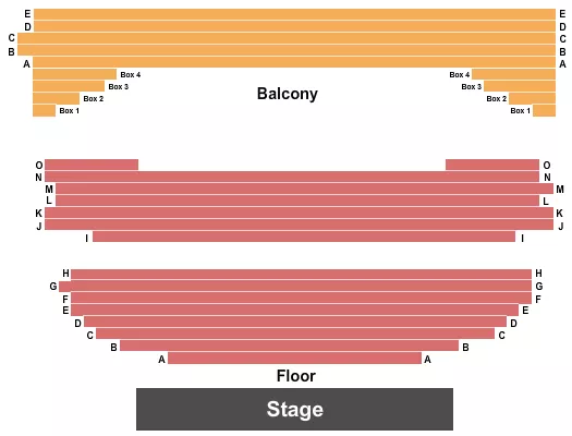 MCANINCH ARTS CENTER BELUSHI PERFORMANCE HALL ENDSTAGE 2 Seating Map Seating Chart