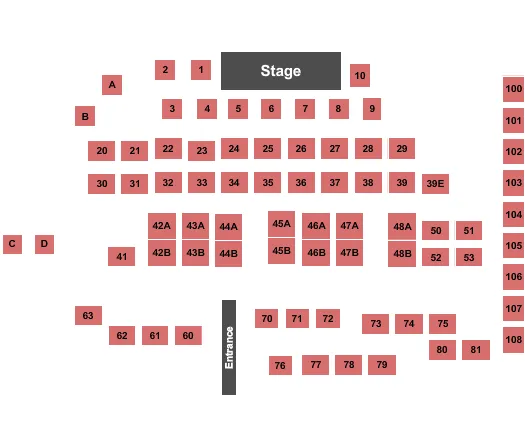 MCCURDYS COMEDY THEATRE ENDSTAGE TABLES Seating Map Seating Chart