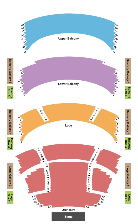 ENDSTAGE WITH BOXES Seating Map Seating Chart