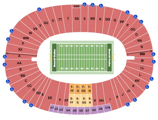 MEMORIAL STADIUM CA FOOTBALL Seating Map Seating Chart
