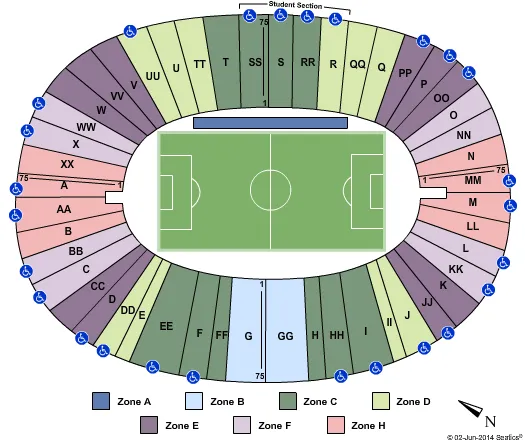 MEMORIAL STADIUM CA SOCCER INT ZONE Seating Map Seating Chart