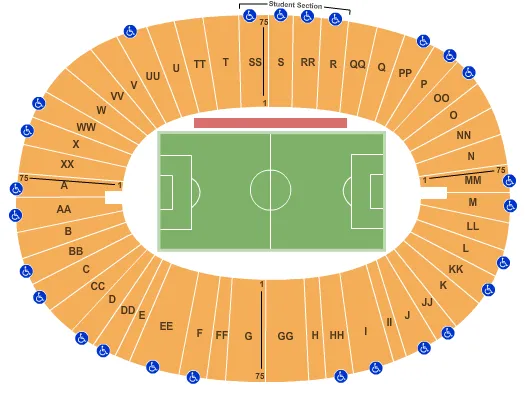 MEMORIAL STADIUM CA SOCCER Seating Map Seating Chart