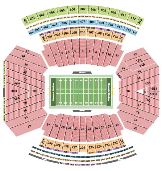 MEMORIAL STADIUM NE FOOTBALL RW Seating Map Seating Chart