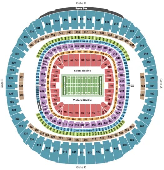 FOOTBALL NO VFS Seating Map Seating Chart