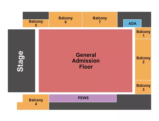 GA FLOOR NUMBERED BALCONY Seating Map Seating Chart