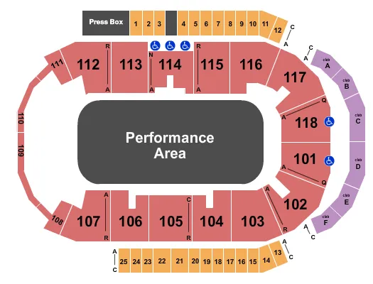 PERFORMANCE AREA Seating Map Seating Chart