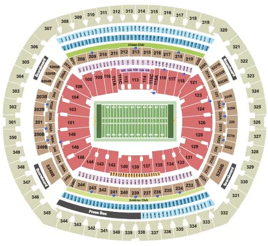 FOOTBALL ROWS Seating Map Seating Chart
