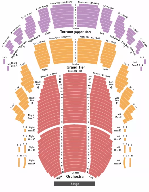 END STAGE Seating Map Seating Chart