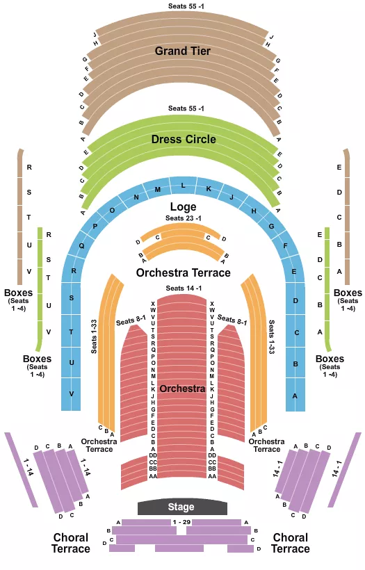 END STAGE Seating Map Seating Chart