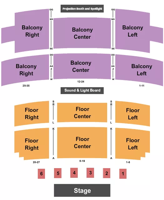 MICHIGAN THEATRE JACKSON ENDSTAGE TABLES Seating Map Seating Chart