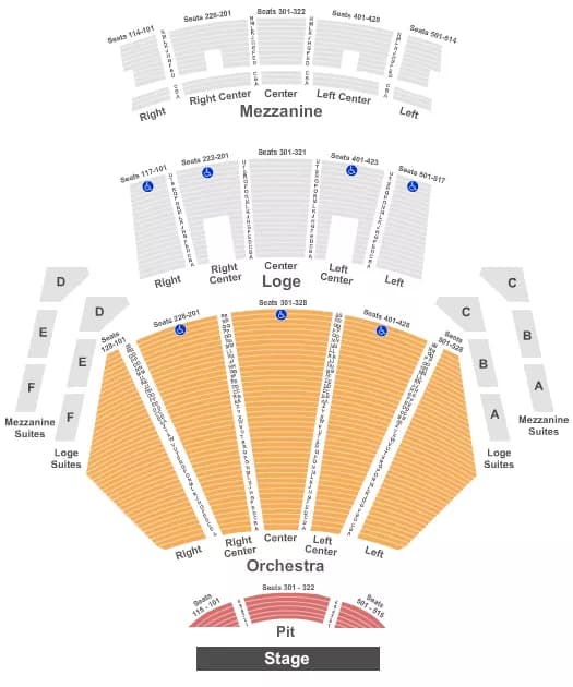 PEACOCK THEATER LOS ANGELES ENDSTAGE ORCHESTRA ONLY Seating Map Seating Chart
