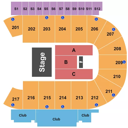 MID AMERICA CENTER HALFHOUSE Seating Map Seating Chart