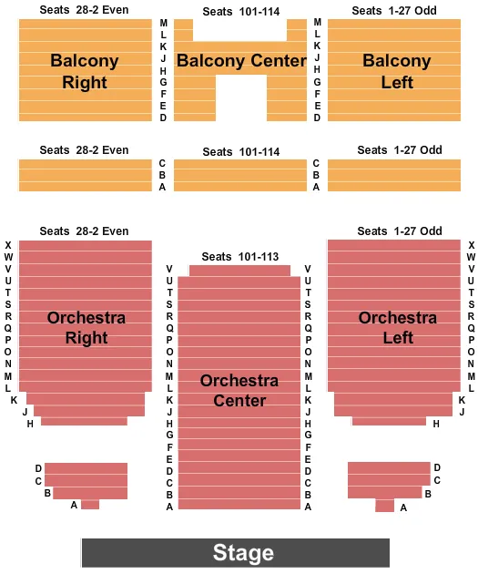 MIDLAND THEATRE OH END STAGE Seating Map Seating Chart