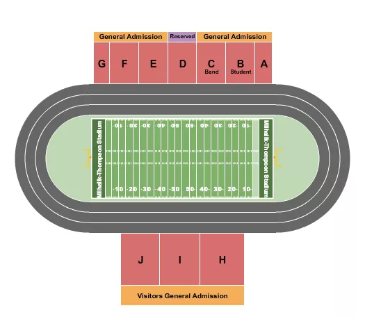 MILHALIK THOMPSON STADIUM FOOTBALL Seating Map Seating Chart