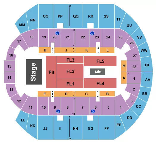 PIT GA FLR RSV FL1 5 Seating Map Seating Chart