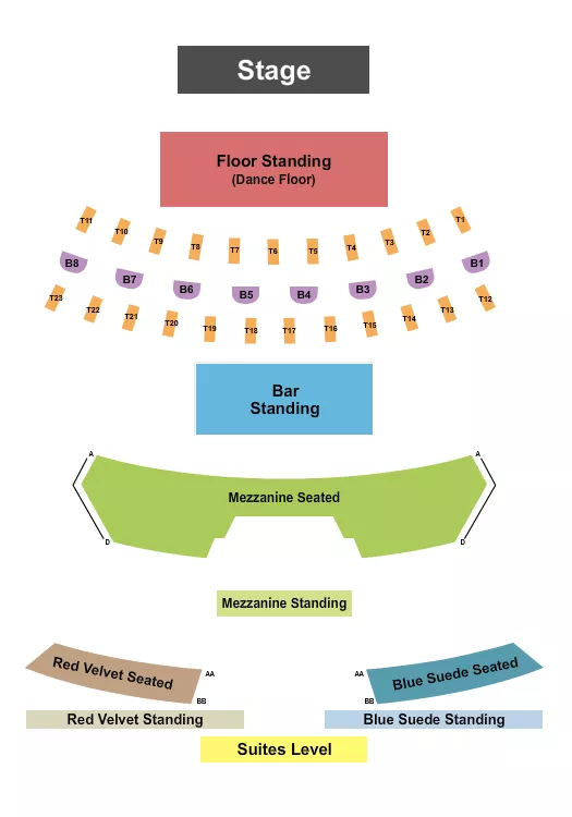 MISSISSIPPI MOON BAR DIAMOND JO CASINO ENDSTAGE DANCE FLOOR Seating Map Seating Chart