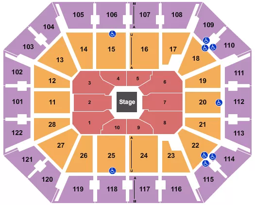 MOHEGAN SUN ARENA CT CENTER STAGE Seating Map Seating Chart