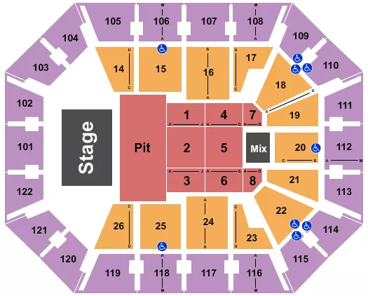 MOHEGAN SUN ARENA CT ENDSTAGE GA PIT 6 Seating Map Seating Chart