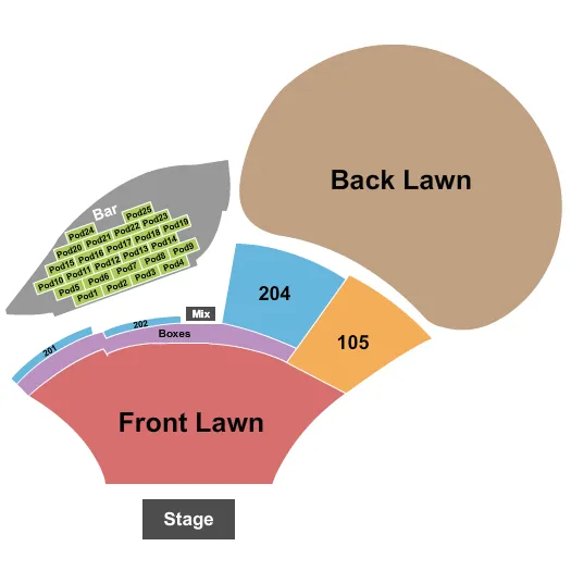 ENDSTAGE BACK FRONT LAWN Seating Map Seating Chart