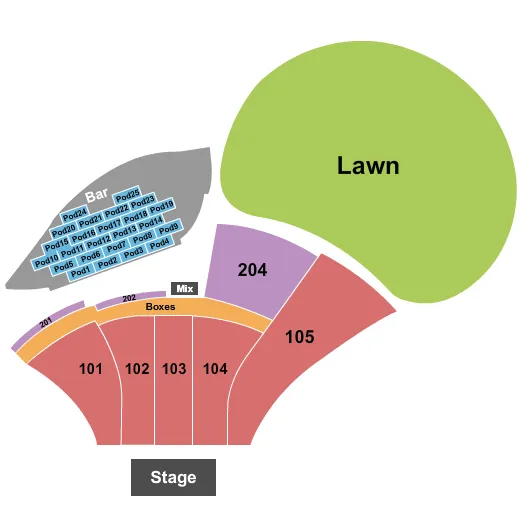 ENDSTAGE WITH PODS Seating Map Seating Chart