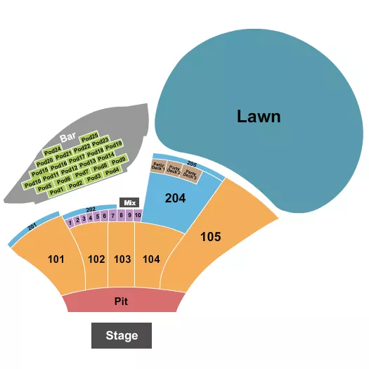 ENDSTAGE WITH BOXES 205 Seating Map Seating Chart