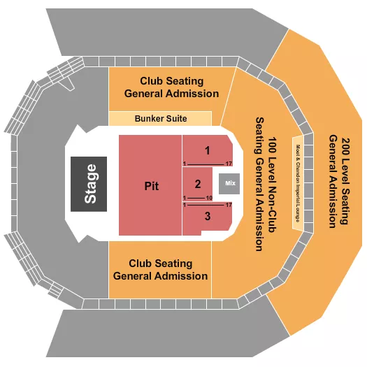 ENDSTAGE PIT CLUB NONCLUB GA Seating Map Seating Chart